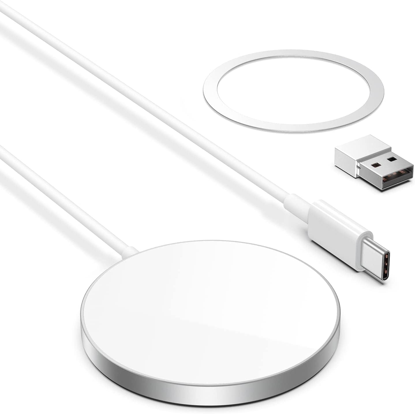 Magnetic Wireless Charging Pad Compatible with MagSafe for iPhone 14 Series, iPhone 13 Series, AirPods, Silver