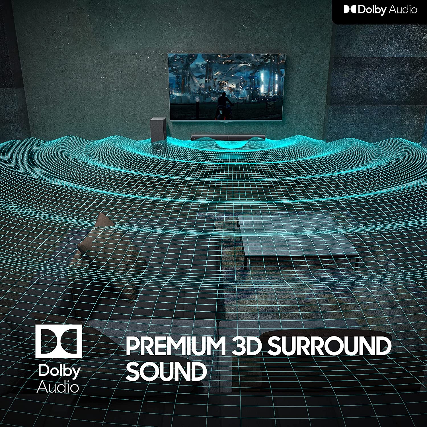 2.1 Channel Sound Bar with Subwoofer, Dolby Compatible, HDMI (ARC), Bluetooth 5.0, Optical, and Aux Connectivity – Model D6