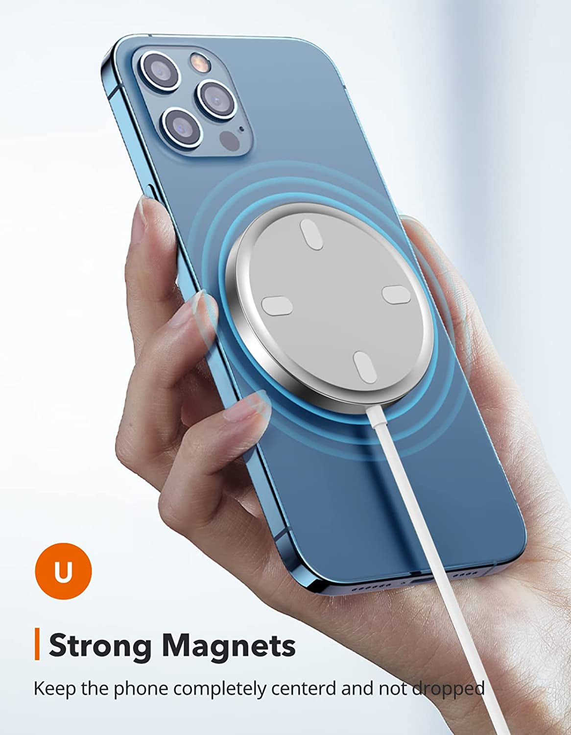 Magnetic Wireless Charging Pad Compatible with MagSafe for iPhone 14 Series, iPhone 13 Series, AirPods, Silver