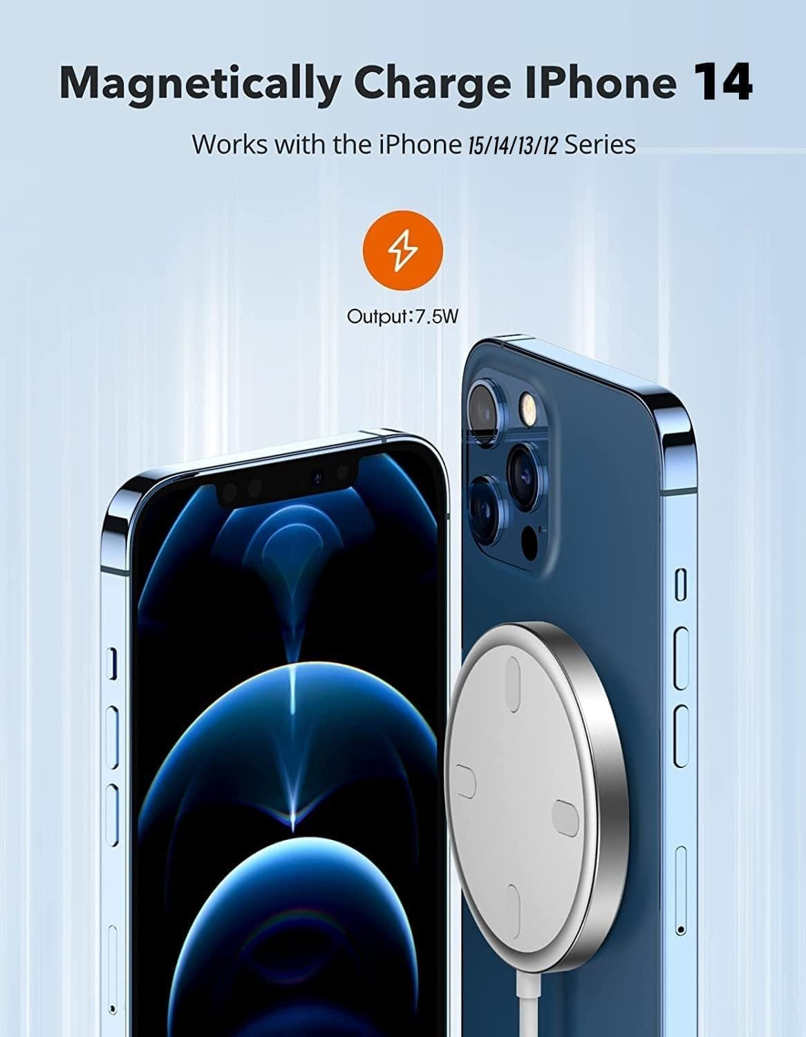 Magnetic Wireless Charging Pad Compatible with MagSafe for iPhone 14 Series, iPhone 13 Series, AirPods, Silver