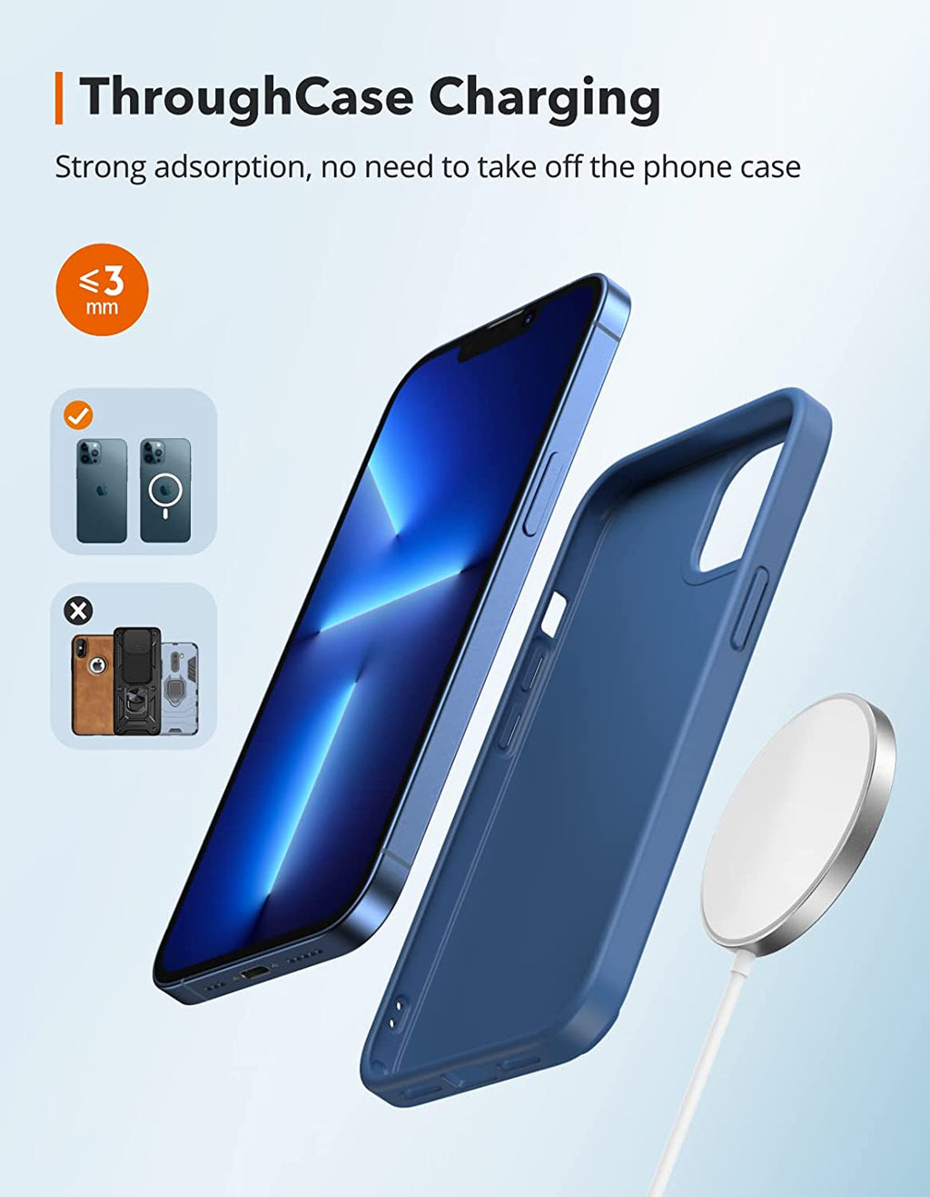 Magnetic Wireless Charging Pad Compatible with MagSafe for iPhone 14 Series, iPhone 13 Series, AirPods, Silver