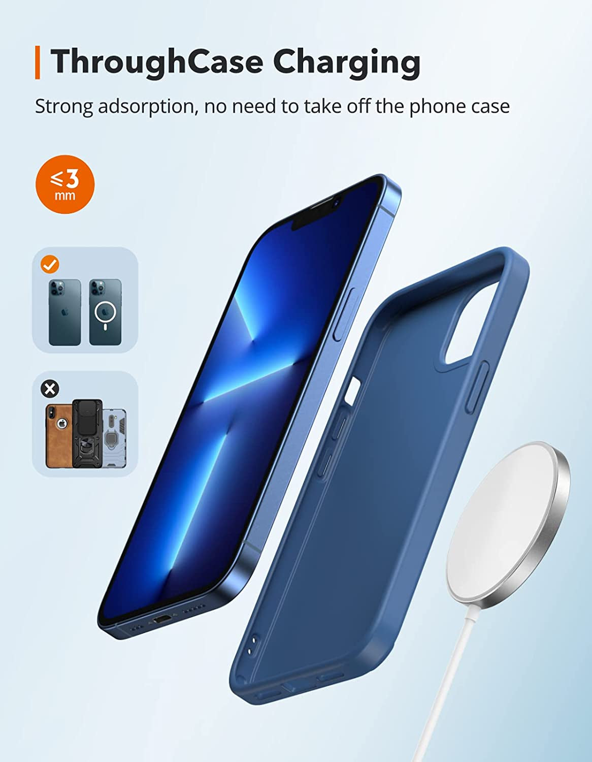 Magnetic Wireless Charging Pad Compatible with MagSafe for iPhone 14 Series, iPhone 13 Series, AirPods, Silver