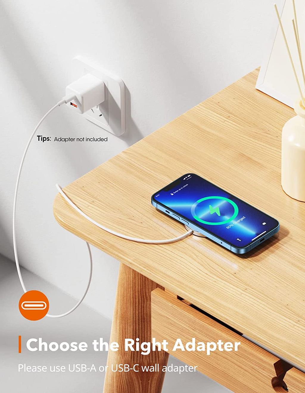 Magnetic Wireless Charging Pad Compatible with MagSafe for iPhone 14 Series, iPhone 13 Series, AirPods, Silver